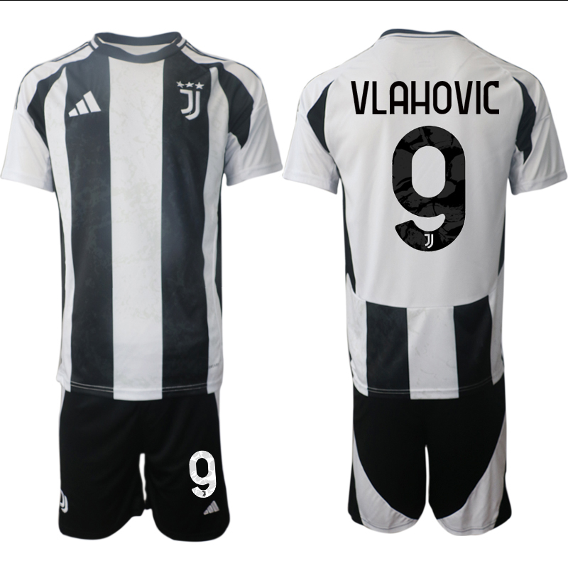 Men 2024-2025 Club Juventus home Black #9 Soccer Jersey